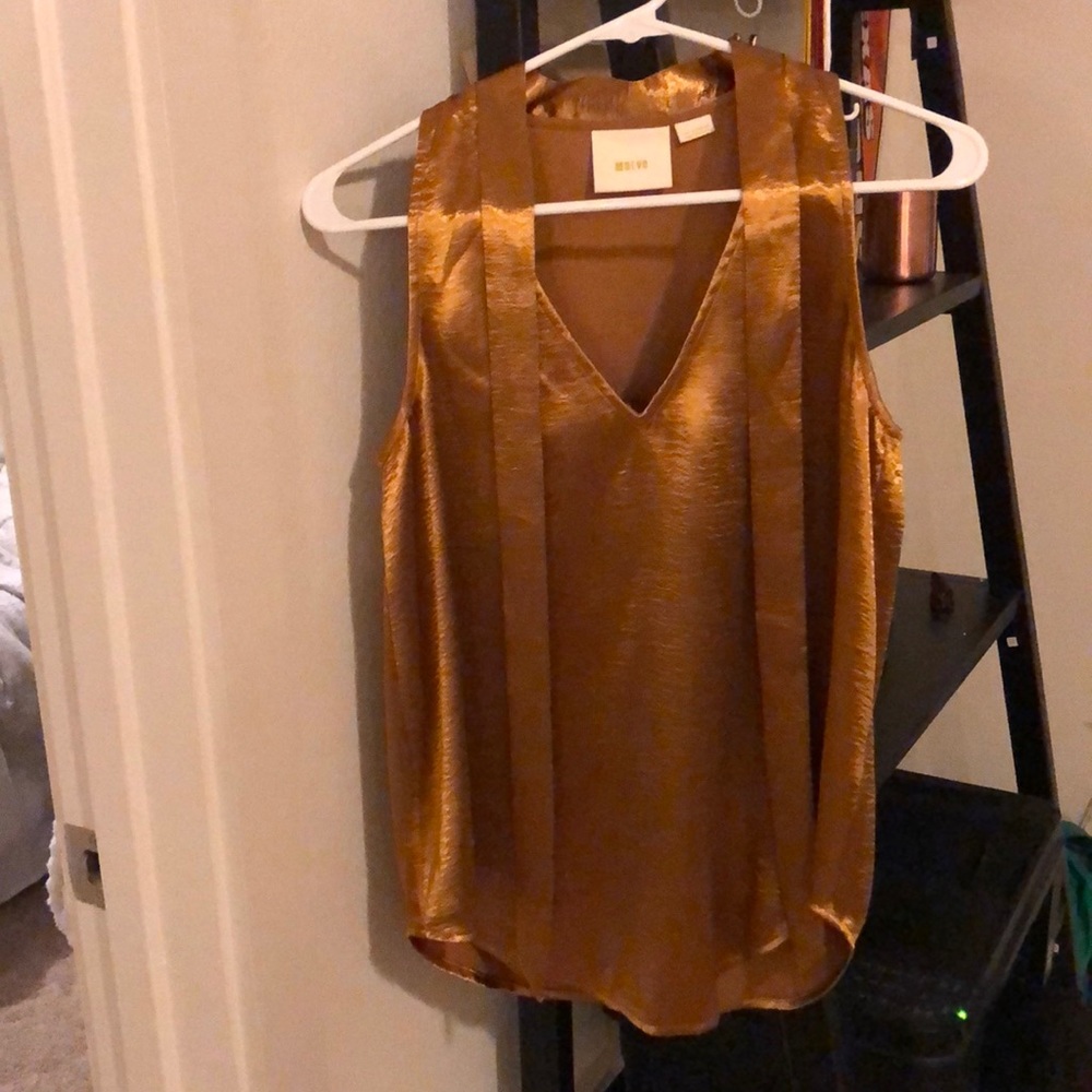 Anthropologie gold satin feel too with tie
